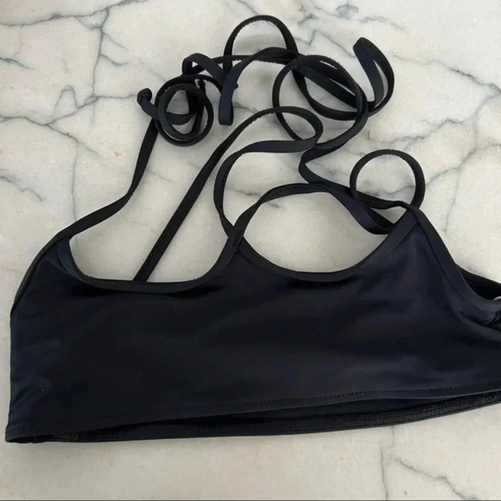Frankie’s Bikinis Aleisha Eco Bikini Top in Black Small B705